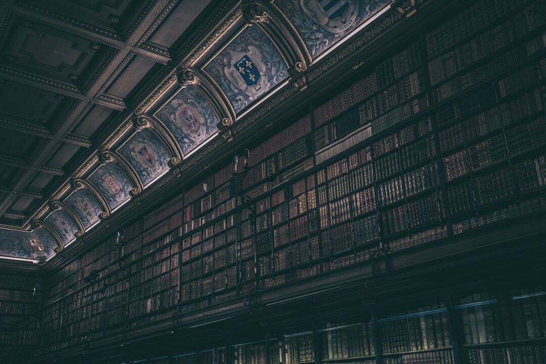 old library with bookshelves