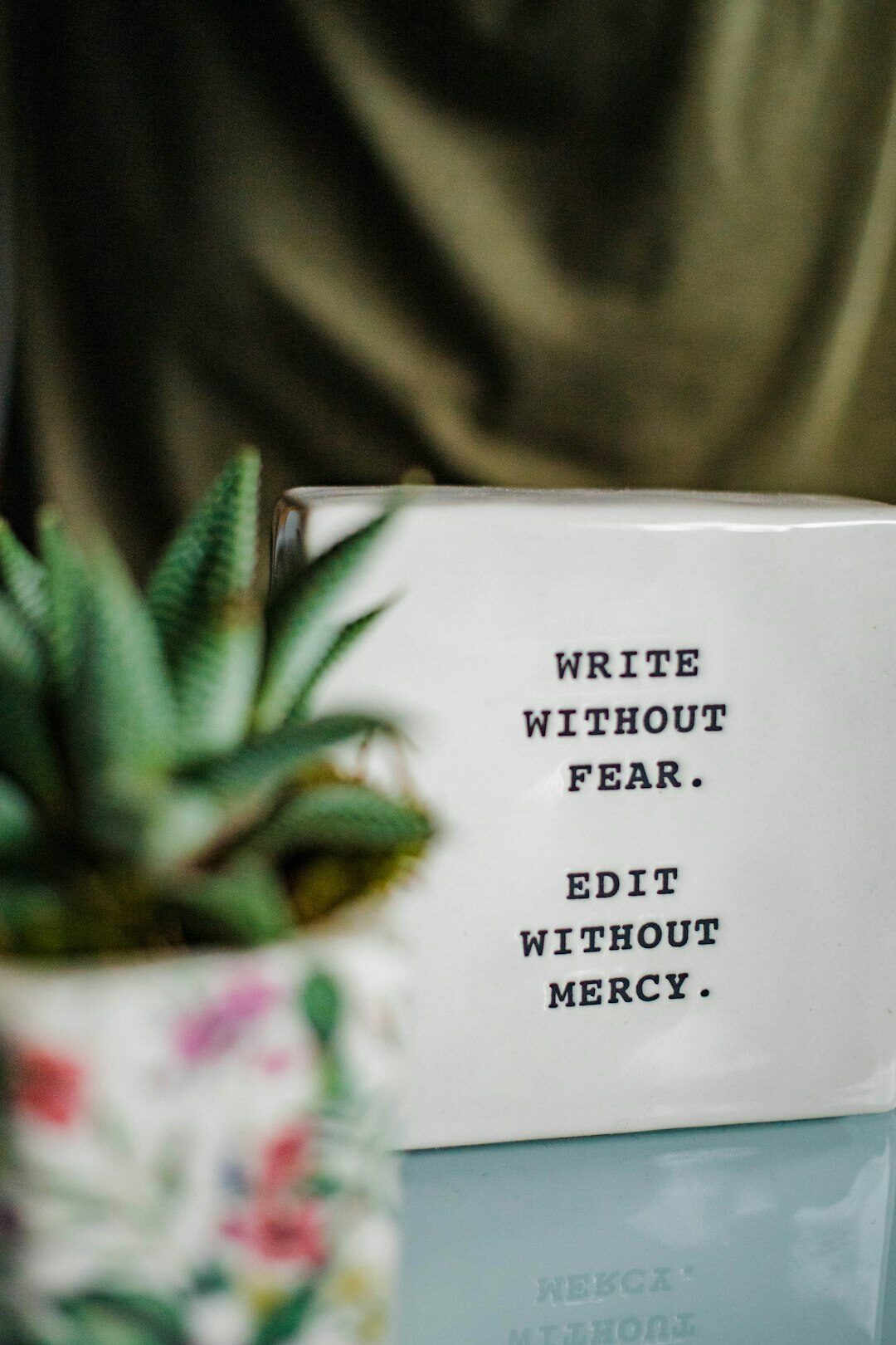 writer desk setup with notes